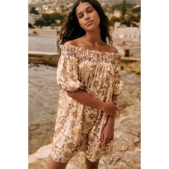 Sezane Rosita Off Shoulder Mini Dress in Miranda Sz. 40 (US 8) - Picture 7 of 7